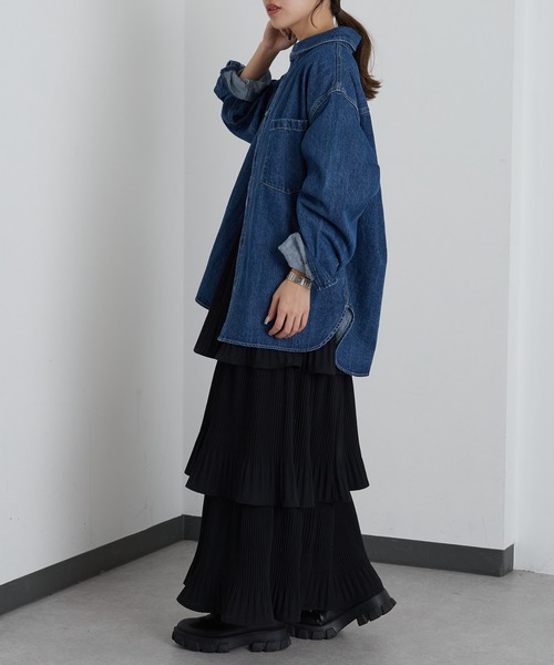 COLONY 2139（コロニートゥーワンスリーナイン）の「デニム長袖オーバーシャツ（シャツ/ブラウス・レディース・ブルー/サックスブルー/ライトグレー・FREE）」の22枚目の写真