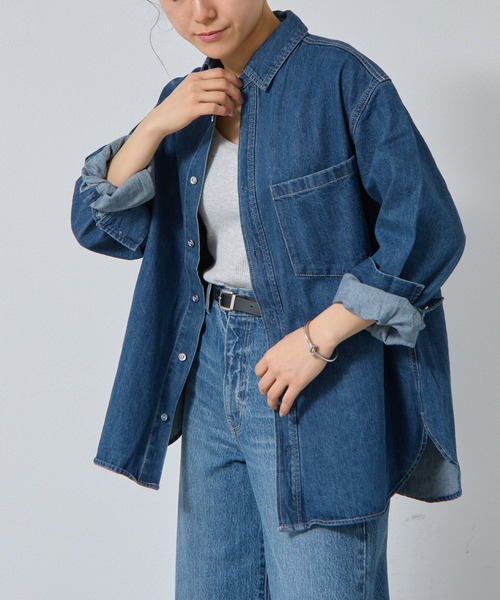 COLONY 2139（コロニートゥーワンスリーナイン）の「デニム長袖オーバーシャツ（シャツ/ブラウス・レディース・ブルー/サックスブルー/ライトグレー・FREE）」の7枚目の写真