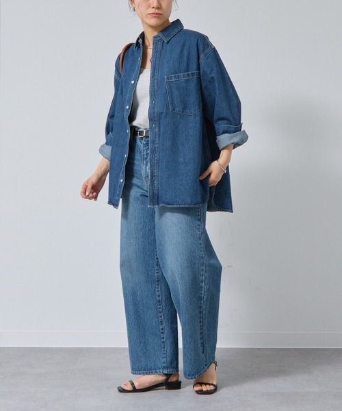 COLONY 2139（コロニートゥーワンスリーナイン）の「デニム長袖オーバーシャツ（シャツ/ブラウス・レディース・ブルー/サックスブルー/ライトグレー・FREE）」の8枚目の写真