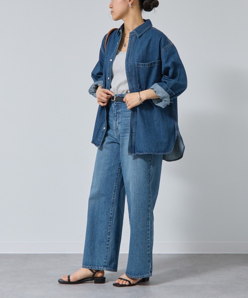 COLONY 2139（コロニートゥーワンスリーナイン）の「デニム長袖オーバーシャツ（シャツ/ブラウス・レディース・ブルー/サックスブルー/ライトグレー・FREE）」の9枚目の写真