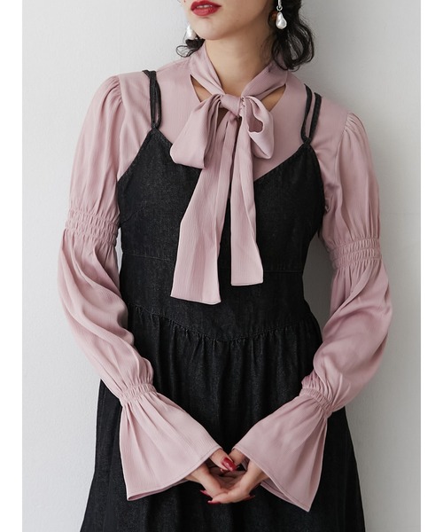 jouetie(ジュエティ)の「リボンタイブラウス(シャツ/ブラウス・レディース・アイボリー/ブルー/ピンク/ブラック・MEDIUM)」の4枚目の写真