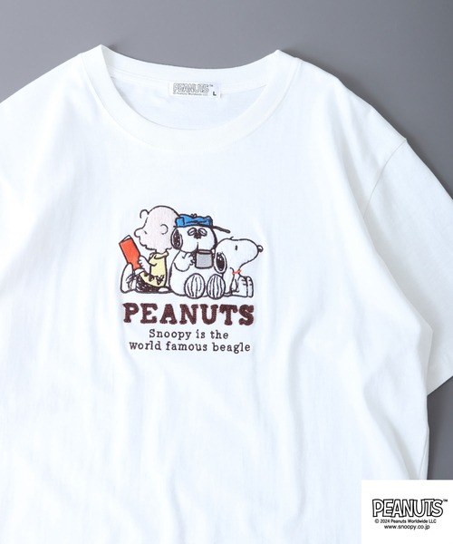 PEANUTS（ピーナッツ）の「PEANUTS スヌーピー 半袖 Tシャツ（Tシャツ/カットソー・レディース・杢グレー/ホワイト系その他/レモンイエロー/ブラック/ライトカーキ/オフホワイト・LL/S/M/L）」の3枚目の写真