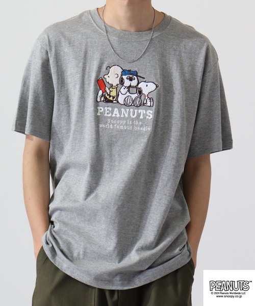 PEANUTS（ピーナッツ）の「PEANUTS スヌーピー 半袖 Tシャツ（Tシャツ/カットソー・レディース・杢グレー/ホワイト系その他/レモンイエロー/ブラック/ライトカーキ/オフホワイト・LL/S/M/L）」の12枚目の写真