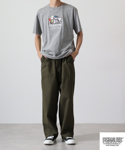 PEANUTS（ピーナッツ）の「PEANUTS スヌーピー 半袖 Tシャツ（Tシャツ/カットソー・レディース・杢グレー/ホワイト系その他/レモンイエロー/ブラック/ライトカーキ/オフホワイト・LL/S/M/L）」の16枚目の写真