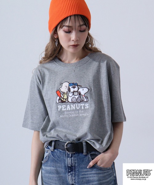 PEANUTS（ピーナッツ）の「PEANUTS スヌーピー 半袖 Tシャツ（Tシャツ/カットソー・レディース・杢グレー/ホワイト系その他/レモンイエロー/ブラック/ライトカーキ/オフホワイト・LL/S/M/L）」の7枚目の写真