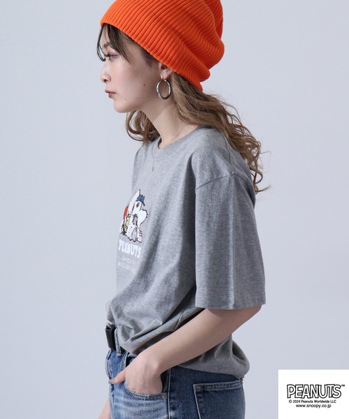 PEANUTS（ピーナッツ）の「PEANUTS スヌーピー 半袖 Tシャツ（Tシャツ/カットソー・レディース・杢グレー/ホワイト系その他/レモンイエロー/ブラック/ライトカーキ/オフホワイト・LL/S/M/L）」の8枚目の写真