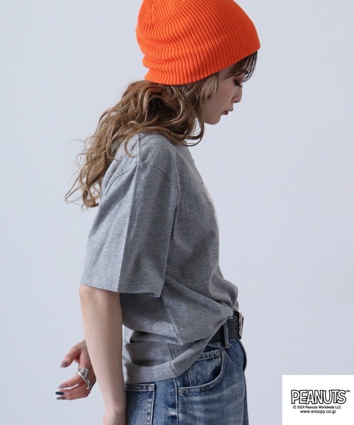 PEANUTS（ピーナッツ）の「PEANUTS スヌーピー 半袖 Tシャツ（Tシャツ/カットソー・レディース・杢グレー/ホワイト系その他/レモンイエロー/ブラック/ライトカーキ/オフホワイト・LL/S/M/L）」の9枚目の写真