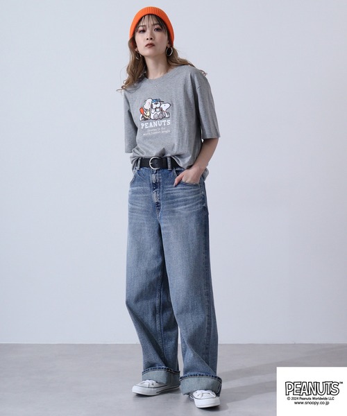 PEANUTS（ピーナッツ）の「PEANUTS スヌーピー 半袖 Tシャツ（Tシャツ/カットソー・レディース・杢グレー/ホワイト系その他/レモンイエロー/ブラック/ライトカーキ/オフホワイト・LL/S/M/L）」の11枚目の写真