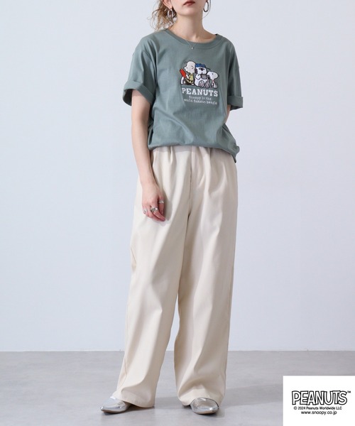 PEANUTS（ピーナッツ）の「PEANUTS スヌーピー 半袖 Tシャツ（Tシャツ/カットソー・レディース・杢グレー/ホワイト系その他/レモンイエロー/ブラック/ライトカーキ/オフホワイト・LL/S/M/L）」の21枚目の写真