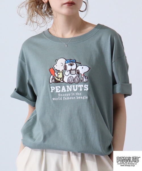 PEANUTS（ピーナッツ）の「PEANUTS スヌーピー 半袖 Tシャツ（Tシャツ/カットソー・レディース・杢グレー/ホワイト系その他/レモンイエロー/ブラック/ライトカーキ/オフホワイト・LL/S/M/L）」の17枚目の写真