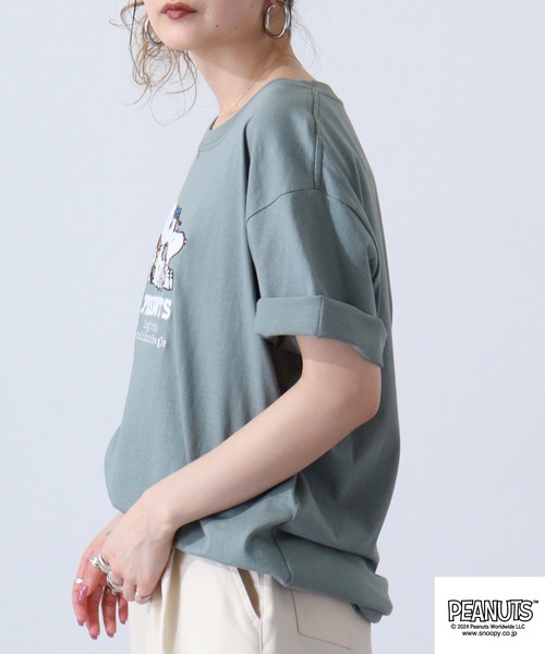 PEANUTS（ピーナッツ）の「PEANUTS スヌーピー 半袖 Tシャツ（Tシャツ/カットソー・レディース・杢グレー/ホワイト系その他/レモンイエロー/ブラック/ライトカーキ/オフホワイト・LL/S/M/L）」の18枚目の写真