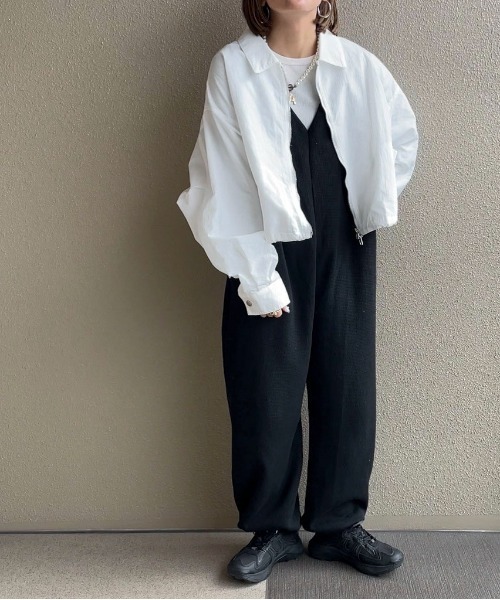 feepur by saya（フェピュールバイサヤ）の「ナイロンショートブルゾン（ナイロンジャケット・レディース・ブラック/アイボリー/カーキ・MEDIUM）」の9枚目の写真