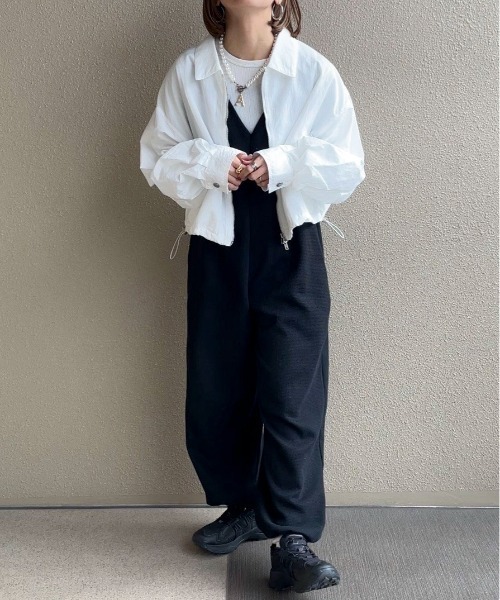 feepur by saya（フェピュールバイサヤ）の「ナイロンショートブルゾン（ナイロンジャケット・レディース・ブラック/アイボリー/カーキ・MEDIUM）」の18枚目の写真