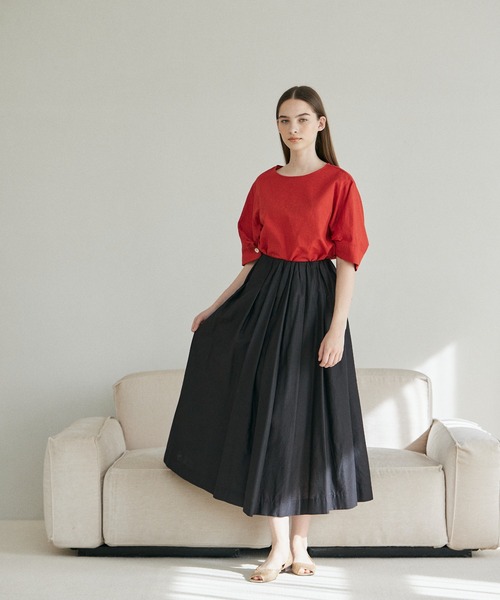 INED CLARO（イネドクラロ）の「リネンコットンブラウス【セットアップ対応】（シャツ/ブラウス・レディース・オレンジ/ブルー/ブラック・フリー）」の5枚目の写真