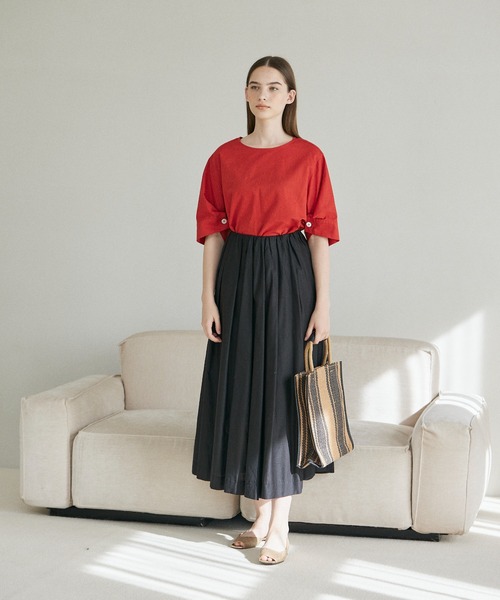 INED CLARO（イネドクラロ）の「リネンコットンブラウス【セットアップ対応】（シャツ/ブラウス・レディース・オレンジ/ブルー/ブラック・フリー）」の22枚目の写真