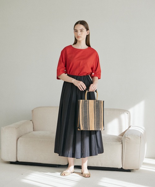 INED CLARO（イネドクラロ）の「リネンコットンブラウス【セットアップ対応】（シャツ/ブラウス・レディース・オレンジ/ブルー/ブラック・フリー）」の12枚目の写真