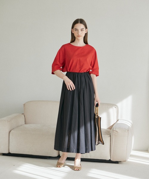 INED CLARO（イネドクラロ）の「リネンコットンブラウス【セットアップ対応】（シャツ/ブラウス・レディース・オレンジ/ブルー/ブラック・フリー）」の13枚目の写真