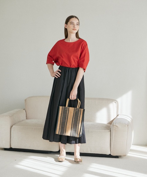 INED CLARO（イネドクラロ）の「リネンコットンブラウス【セットアップ対応】（シャツ/ブラウス・レディース・オレンジ/ブルー/ブラック・フリー）」の14枚目の写真