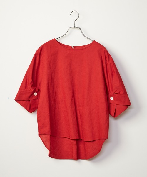 INED CLARO（イネドクラロ）の「リネンコットンブラウス【セットアップ対応】（シャツ/ブラウス・レディース・オレンジ/ブルー/ブラック・フリー）」の9枚目の写真