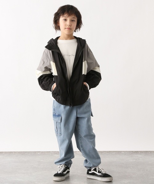 GLOBAL WORK(グローバルワーク)の「洗える撥水切り替えパーカー/995350(ナイロンジャケット・キッズ・ブラック×グレー/ブラック×ブルー・120cm/130cm/140cm/150cm/160cm/170cm)」の5枚目の写真