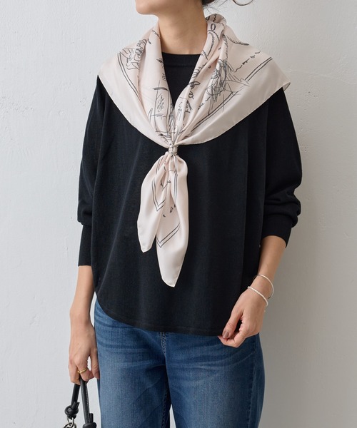 BEARDSLEY（ビアズリー）の「シルクスカーフ（パリ柄）（バンダナ/スカーフ・レディース・オレンジ/ベージュ・FREE）」の3枚目の写真