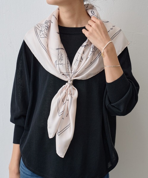 BEARDSLEY（ビアズリー）の「シルクスカーフ（パリ柄）（バンダナ/スカーフ・レディース・オレンジ/ベージュ・FREE）」の6枚目の写真