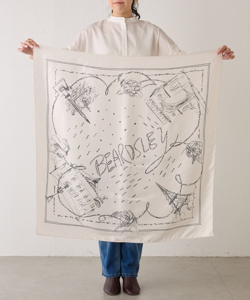 BEARDSLEY（ビアズリー）の「シルクスカーフ（パリ柄）（バンダナ/スカーフ・レディース・オレンジ/ベージュ・FREE）」の7枚目の写真