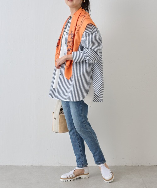 BEARDSLEY（ビアズリー）の「シルクスカーフ（パリ柄）（バンダナ/スカーフ・レディース・オレンジ/ベージュ・FREE）」の9枚目の写真