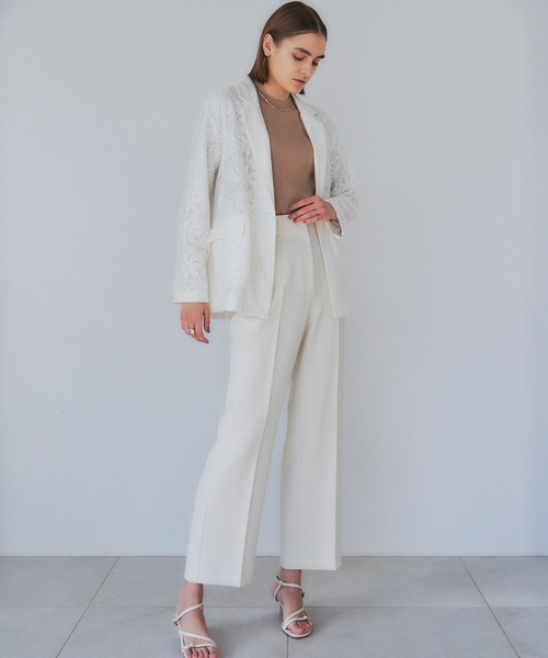 YECCA VECCA（イェッカヴェッカ）の「サイドベルテッドハイウエストパンツ（その他パンツ・レディース・アイボリー/グリーン/ベージュ/ネイビー・S/M/M-L）」の6枚目の写真