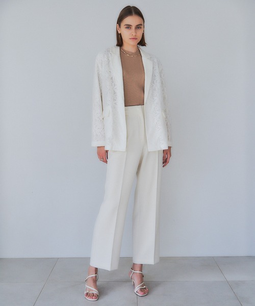 YECCA VECCA（イェッカヴェッカ）の「サイドベルテッドハイウエストパンツ（その他パンツ・レディース・アイボリー/グリーン/ベージュ/ネイビー・S/M/M-L）」の7枚目の写真