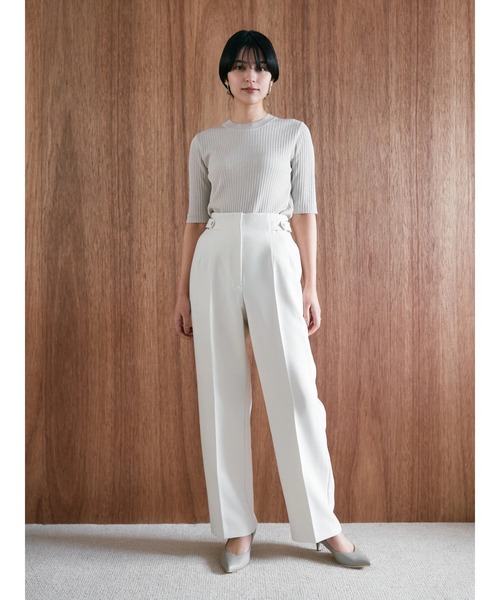 YECCA VECCA（イェッカヴェッカ）の「サイドベルテッドハイウエストパンツ（その他パンツ・レディース・アイボリー/グリーン/ベージュ/ネイビー・S/M/M-L）」の20枚目の写真