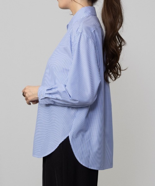 NAVY（ネイビー）の「NAVY ストライプシャツ（シャツ/ブラウス・レディース・ネイビー/ベージュ/グリーン/サックスブルー・M/L/S/XL）」の13枚目の写真