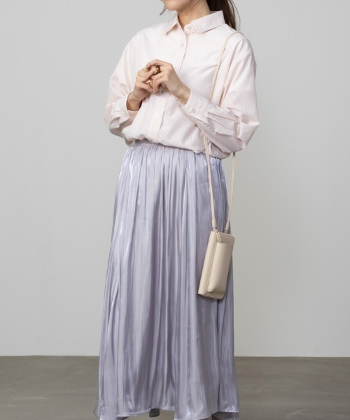 NAVY（ネイビー）の「NAVY ストライプシャツ（シャツ/ブラウス・レディース・ネイビー/ベージュ/グリーン/サックスブルー・M/L/S/XL）」の17枚目の写真