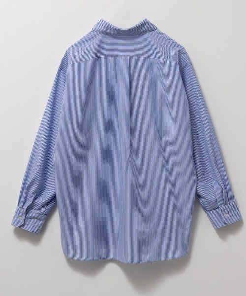 NAVY（ネイビー）の「NAVY ストライプシャツ（シャツ/ブラウス・レディース・ネイビー/ベージュ/グリーン/サックスブルー・M/L/S/XL）」の5枚目の写真