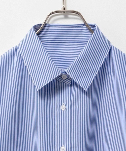 NAVY（ネイビー）の「NAVY ストライプシャツ（シャツ/ブラウス・レディース・ネイビー/ベージュ/グリーン/サックスブルー・M/L/S/XL）」の6枚目の写真