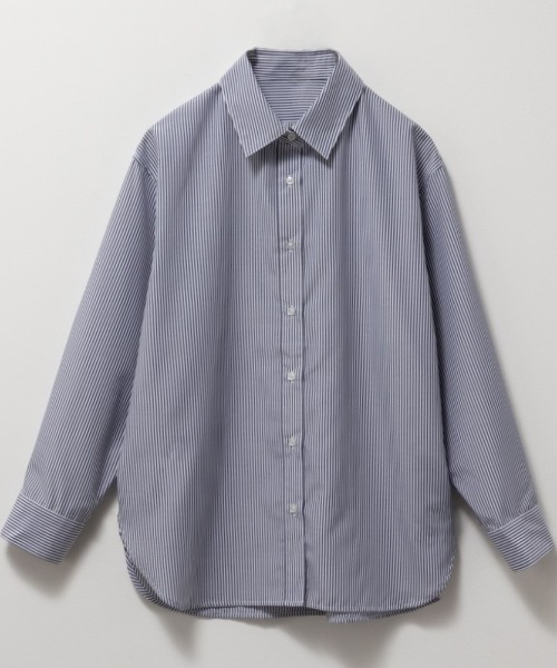 NAVY（ネイビー）の「NAVY ストライプシャツ（シャツ/ブラウス・レディース・ネイビー/ベージュ/グリーン/サックスブルー・M/L/S/XL）」の10枚目の写真