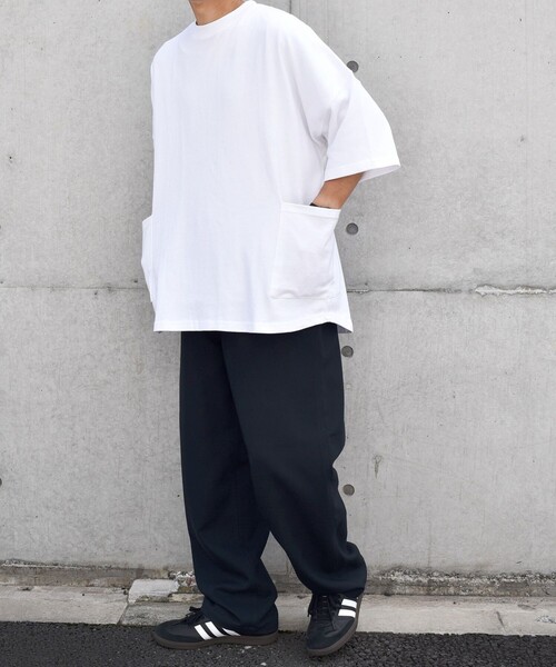 SHIPS any（シップス エニィ）の「SHIPS any: COTTON USA ドルマン サイド ポケット Tシャツ 24SS◇（Tシャツ/カットソー・メンズ・ホワイト/チャコールグレー/ブラック/ベージュ/ブルー/ライトブルー・SMALL/MEDIUM/LARGE）」の15枚目の写真