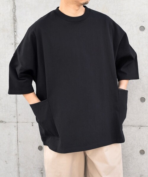 SHIPS any（シップス エニィ）の「SHIPS any: COTTON USA ドルマン サイド ポケット Tシャツ 24SS◇（Tシャツ/カットソー・メンズ・ホワイト/チャコールグレー/ブラック/ベージュ/ブルー/ライトブルー・SMALL/MEDIUM/LARGE）」の20枚目の写真