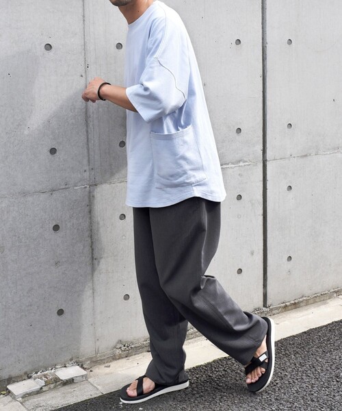 SHIPS any（シップス エニィ）の「SHIPS any: COTTON USA ドルマン サイド ポケット Tシャツ 24SS◇（Tシャツ/カットソー・メンズ・ホワイト/チャコールグレー/ブラック/ベージュ/ブルー/ライトブルー・SMALL/MEDIUM/LARGE）」の16枚目の写真