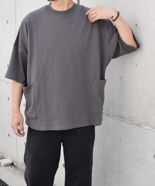 SHIPS any（シップス エニィ）の「SHIPS any: COTTON USA ドルマン サイド ポケット Tシャツ 24SS◇（Tシャツ/カットソー・メンズ・ホワイト/チャコールグレー/ブラック/ベージュ/ブルー/ライトブルー・SMALL/MEDIUM/LARGE）」の3枚目の写真