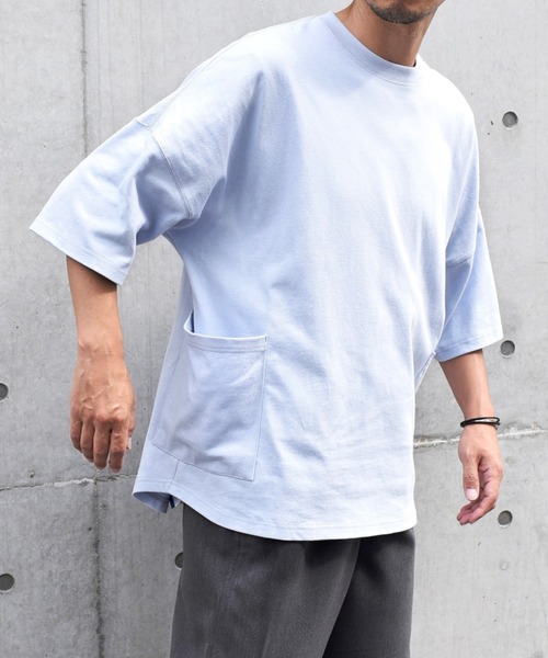 SHIPS any（シップス エニィ）の「SHIPS any: COTTON USA ドルマン サイド ポケット Tシャツ 24SS◇（Tシャツ/カットソー・メンズ・ホワイト/チャコールグレー/ブラック/ベージュ/ブルー/ライトブルー・SMALL/MEDIUM/LARGE）」の5枚目の写真