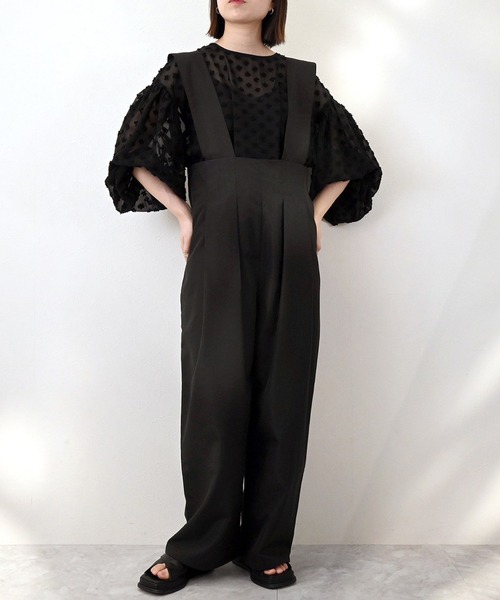 STYLEBLOCK(スタイルブロック)の「Eオックスハイウエストサロペット(サロペット/オーバーオール・レディース・ベージュ/グレー/ブラック・M)」の2枚目の写真