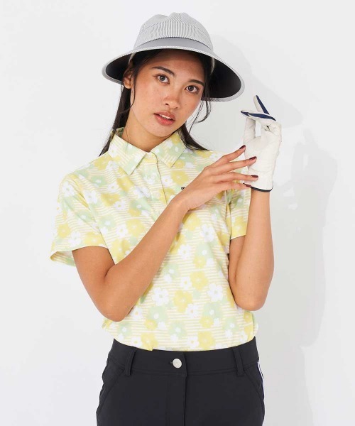 marie claire(マリ・クレール)の「【marie claire/マリ.クレール】レディースフラワープリント半袖シャツ ゴルフ(シャツ/ブラウス・レディース・ホワイト/ブラック/イエロー・LARGE/X-LARGE/XX-LARGE/MEDIUM)」の3枚目の写真