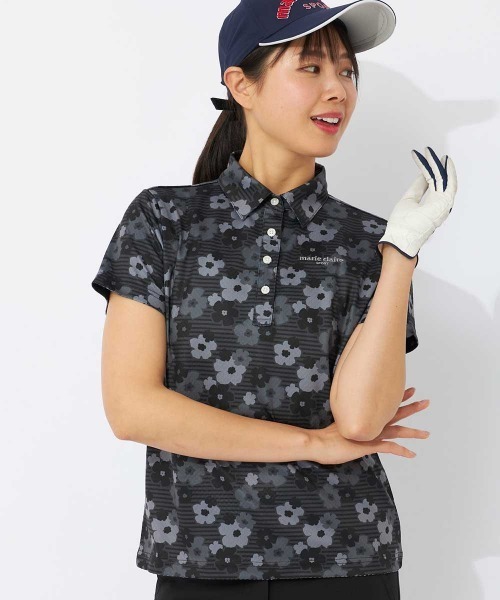 marie claire(マリ・クレール)の「【marie claire/マリ.クレール】レディースフラワープリント半袖シャツ ゴルフ(シャツ/ブラウス・レディース・ホワイト/ブラック/イエロー・LARGE/X-LARGE/XX-LARGE/MEDIUM)」の2枚目の写真