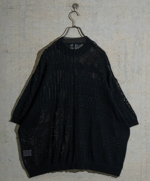 JOHN'S CLOSET（ジョンズクローゼット）の「【a】リネンライク クルーネック 切替ドルマンBIGニット（ニット/セーター・メンズ・ブラック/アイボリー/チャコールグレー・LARGE/MEDIUM）」の22枚目の写真