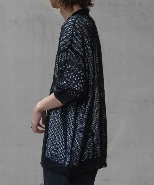 JOHN'S CLOSET（ジョンズクローゼット）の「【a】リネンライク クルーネック 切替ドルマンBIGニット（ニット/セーター・メンズ・ブラック/アイボリー/チャコールグレー・LARGE/MEDIUM）」の10枚目の写真