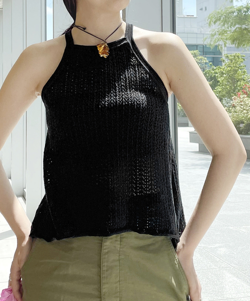 IENA LA BOUCLE(イエナラブークル)の「IENA LA BOUCLE リネンコットン透かし編みキャミソール(キャミソール・レディース・ホワイト/ブラック・FREE)」の5枚目の写真