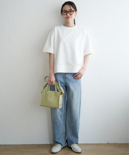 ikka（イッカ）の「ミニ裏毛スウェットライク半袖Tシャツ（Tシャツ/カットソー・レディース・チャコールグレー/オフホワイト/ピンク/ライトグレー/ダークグリーン・M/L/S）」の17枚目の写真