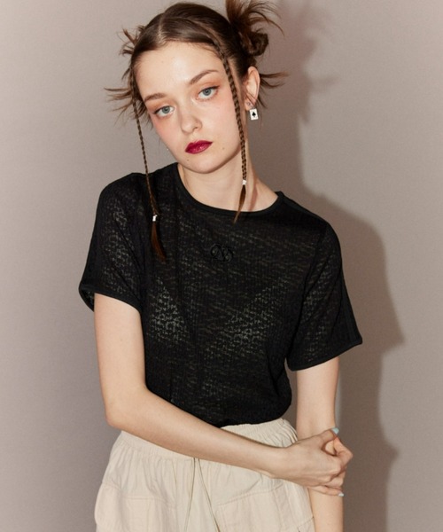 Candy Stripper(キャンディストリッパー)の「CND COMPACT Tシャツ(Tシャツ/カットソー・レディース・ブラック/ブラック系その他/オフホワイト・2)」の1枚目の写真