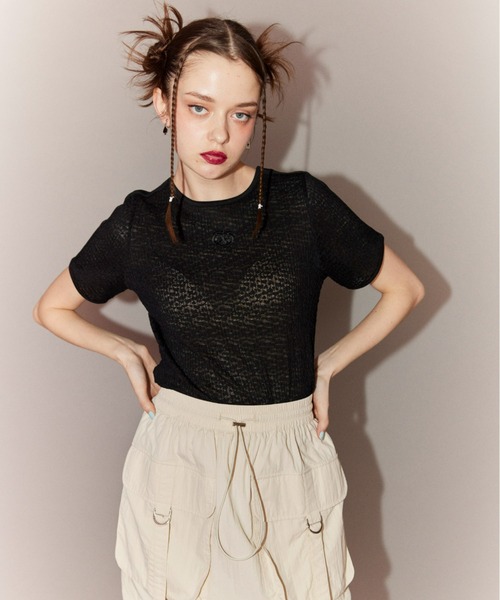 Candy Stripper(キャンディストリッパー)の「CND COMPACT Tシャツ(Tシャツ/カットソー・レディース・ブラック/ブラック系その他/オフホワイト・2)」の5枚目の写真